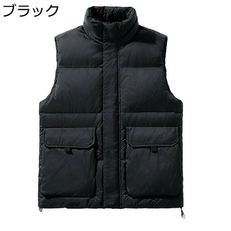 楽天parte1ダウンベスト メンズ フェザー トップス 無袖 チョッキ 重ね着 秋冬 厚手ベスト 防風 保温 防寒 あったかい 立ち襟 アウター カジュアル 軽量 大きいサイズ アウトドア ウオーキング