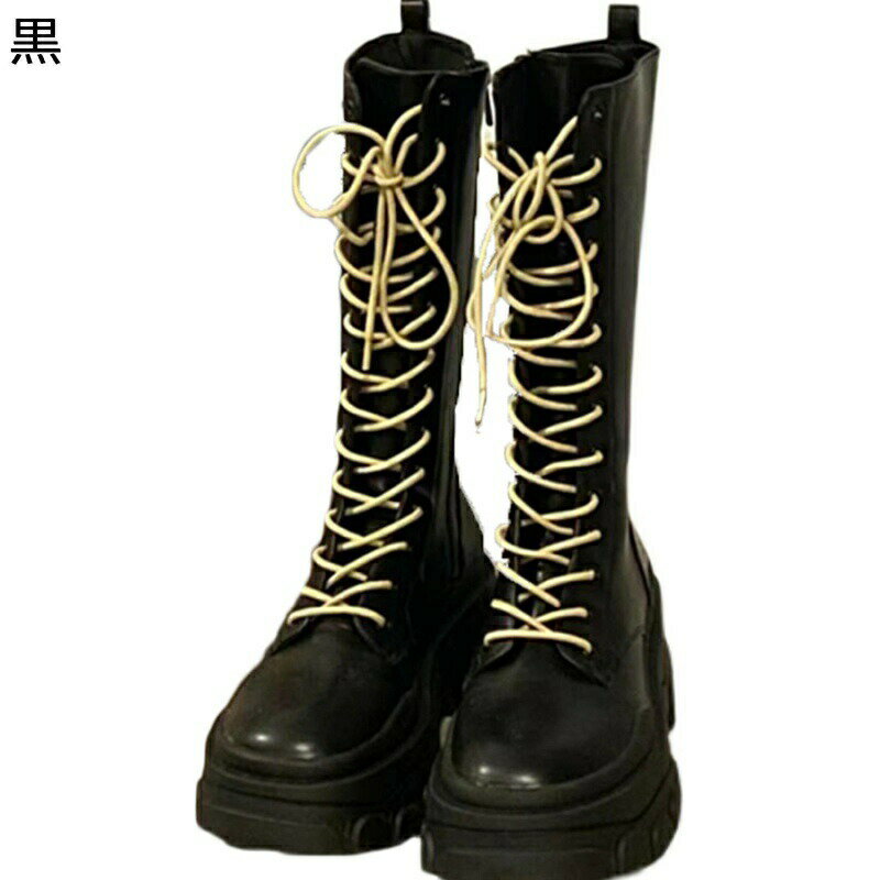 編み上げ レディース ロング丈 レースアップ ジョッキーブーツ 秋冬靴 ラウンドトゥ プラットフォーム ジップ 摩擦に強い 耐磨耗 身長アップ 細見え オシャレ 高見え お洒落 普段用 仕事