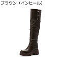 ニーハイブーツ レディース 膝丈 10cm 折り返し 厚底 インヒール くしゅくしゅ 本革 ストレッチブーツ チャンキーヒール 秋冬 2way ロングブーツ サ...