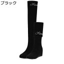 ロングブーツ 長靴 ひざ丈 レディース ニーハイブーツ 折り返し 10cm ウェッジ ストレッチブーツ 合成皮革 足細く見え 安定感 脱げない 韓国 アメカジ 秋冬 防水 防滑 通勤 イベント カジュアル