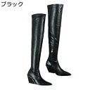 ニーハイブーツ サイハイブーツ レディース 膝上 ウェッジ 9cm ハーフジップ ストレッチブーツ 秋冬 ロングブーツ 合成皮革 細見え ポインテッドトゥ ゆっ...