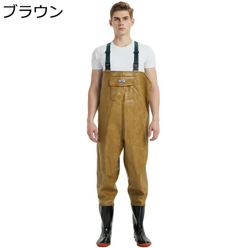 チェストハイウェーダー 釣り用スーツ 渓流/湖/海/サーフ ラジアルソール ヒップブーツ 鮮魚店 洗車 水場仕事 胴付長靴 滑り止め ウェーディングシューズ 防水服 耐磨耗 耐油 耐酸 耐アルカリ 簡単着脱