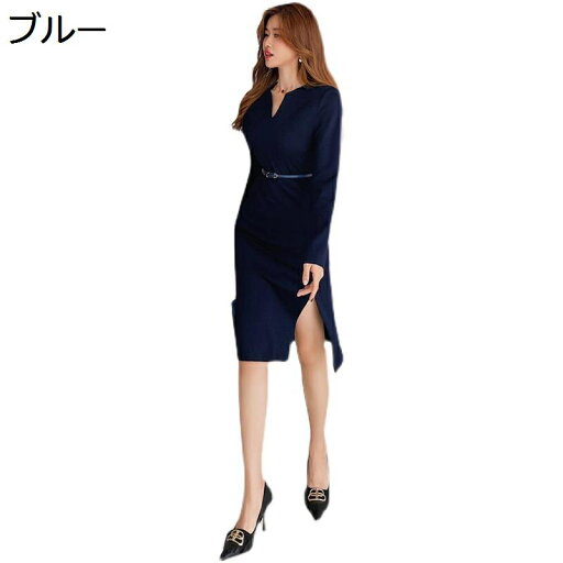 ワンピース ひざ丈 長袖 タイトワンピース カシュクール サイドスリット ドレス vネック 無地 ウェストベルト 着痩せ きれいめ フェミニン レディース 春夏 軽量 ハイウエスト OL 通勤 パーティ ワンピース ひざ丈 長袖 タイトワンピース カシュクール サイドスリット ドレス vネック 無地 ウェストベルト 着痩せ きれいめ フェミニン レディース 春夏 軽量 ハイウエスト OL 通勤 パーティ
