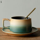 コーヒーカップ Tea Set グラデーション カップ プレート 皿 スプーン付き パッチワーク 朝食ミルクマグ ティー コーヒー 兼用 陶器 イギリス エレガ...