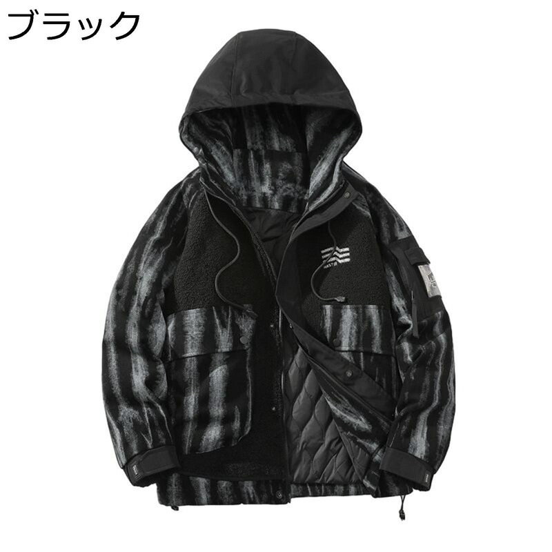 メンズ 中綿ジャケット 厚手 ボアジャケット フード付き 保温 防寒アウター カジュアル アウトドア 冬物 ブルゾン ショート丈 大きいサイズ ゆったり アウトドア 作業 ストリート
