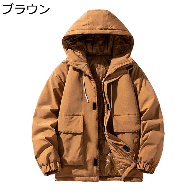 中綿ジャケット メンズ 厚手 冬 フード付き 防寒対策 暖か 綿服 綿入れジャケット ゆったり 大きいサイズ 防風 保温性 ブルゾン カジュアル 普段使い アウトドア キャンプ ワーク
