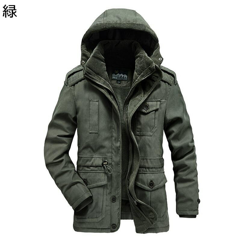 楽天parte1中綿入れジャケット メンズ モッズコート 重ね着 防寒対策 暖かい インナー取り外し可能 秋 冬 裏起毛デザイン 綿服 厚い ゆったり 大きいサイズ 室外 散歩 ウォーキング カジュアル レトロ