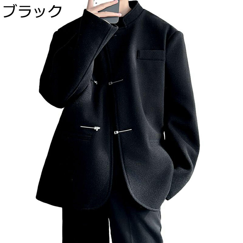 メンズ ジャケット ショート ラシャコート ジャンパー メルトン 立ち襟 ジャケット スプリング 秋服 コーディネート チャイナ風 スーツジャケット ゆったり 厚さ あったかい 防寒 男性 通勤通学