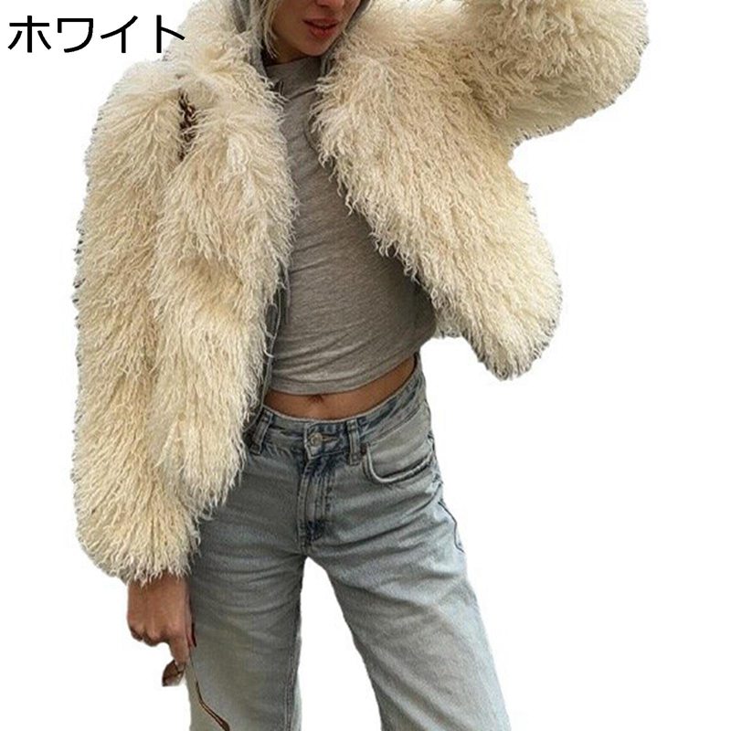 毛皮のコート レディース 秋冬 ショートコート デニムジャケット フリンジ ファー付き ふわふわ 毛足長い シャギー もこもこ フィックファー お洒落 毛皮一体 暖かい エレガンス 欧米風 羽織り 上着 パーティー