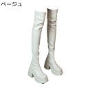 ロングブーツ オーバーニーハイブーツ ハイヒール8cm ラウンドトゥ レディースブーツ 秋冬 長靴 脱げない ストレッチブーツ フェイクレザー 弾力性 セクシー 撥水 美脚 細見え ファッション