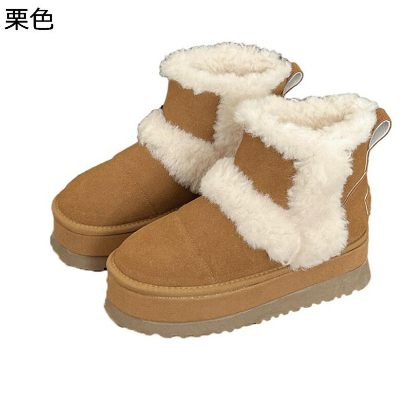 ムートンブーツ ミドルカット 冬用 裏起毛 レディース スノーシューズ 厚底 防寒対策 ショートブーツ コンフォート 軽量 滑り止め 綿靴 履きやすい 短靴 耐久性 撥水 柔らか 雪用ブーツ 通勤 雪の日