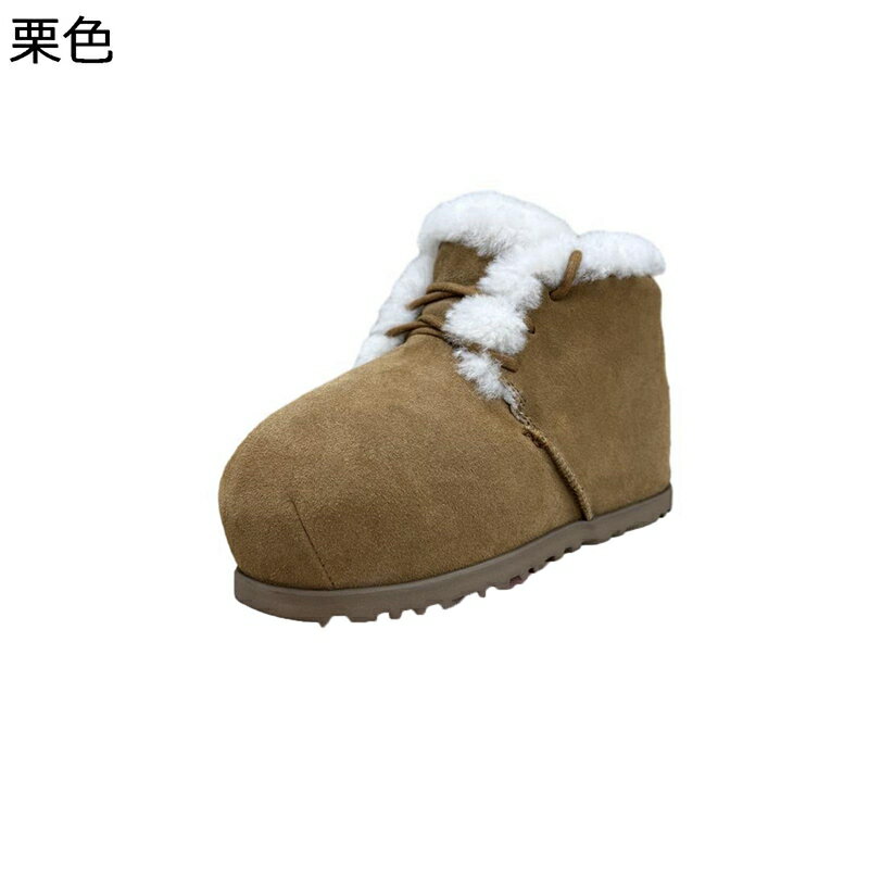ムートンブーツ 中ボア スノーブーツ 雪靴 冬用 レディース 本革 レースアップ 厚底5cm 短靴 雪対策 ハイカット 防寒靴 スノーシューズ 美脚 履きやすい 防水 屈曲性 旅行 お出かけ カジュアル