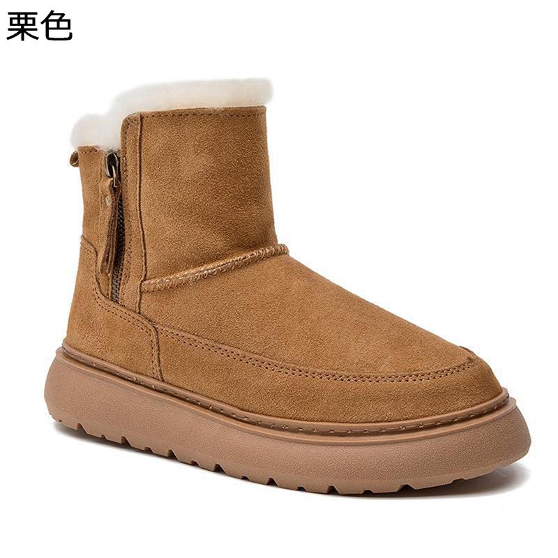 ショートブーツ スノーブーツ レディース 裏ウール サイドジップ 厚底ブーツ 雪靴 暖かい 防寒 着脱簡単 防雨 厚底 防滑 ソフト アウトドア 短靴 女性用 シンプル ウォーキング 室外 通勤