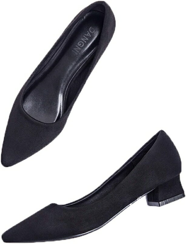 パンプス ポインテッドトゥ 太めヒール 学生 痛くない 履きやすい 歩きやすい 5cm 3cm 7cm ヒール シンプル 学生 制服 通勤 お洒落 太めヒール 歩きやすい 靴 チャンキーヒール 柔らか