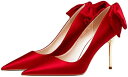パンプス 結婚式 レディース 靴 シューズ 美脚パンプス 大きいサイズ ウェディング靴 ハイヒール約9.5cm 白 リボン ハイヒールパンプス 歩きやすい 脱げない ピンヒール ポインテッドトゥ 走れ