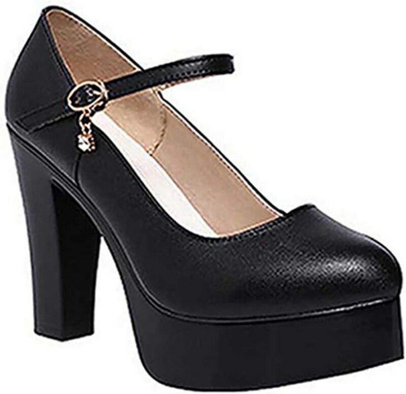 走れる パンプス 痛くない 歩きやすい ストーム付き 安定感 レディース 前厚 カジュアル ストラップ 脱げない おしゃれ 履きやすい 春 夏 秋 ファッション 黒 白 幅広 甲浅 太めヒール 11セ