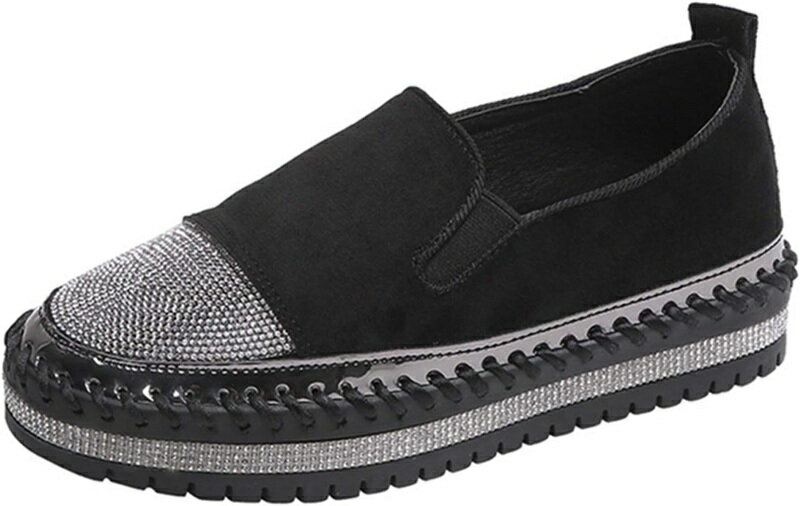 歩きやすい スリッポン レディース 厚底靴 スニーカー 春夏秋 フラット カジュアル シューズ スエード ..