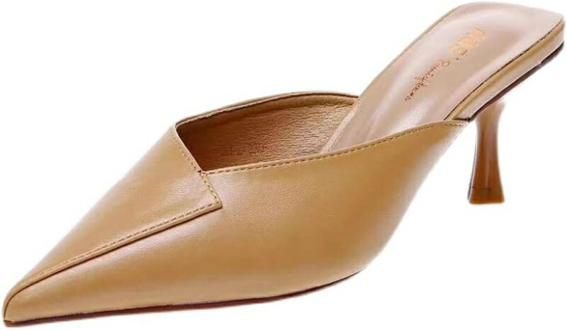 レディース ミュール パンプス ポインテッドトゥ ピンヒール 美脚 vカット おしゃれ かわいい 黒 白 ブラウン 6cm ハイヒール サンダル 前ふさがり 歩きやすい 痛くない オフィス パーティー