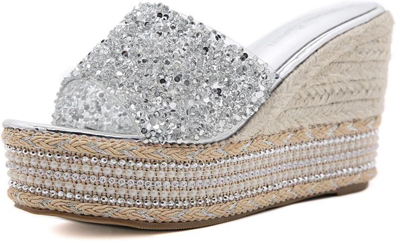 厚底 サンダル キラキラ ビーチサンダル 10.5cm オフィスサンダル 歩きやすい グリッター ウェッジソー..