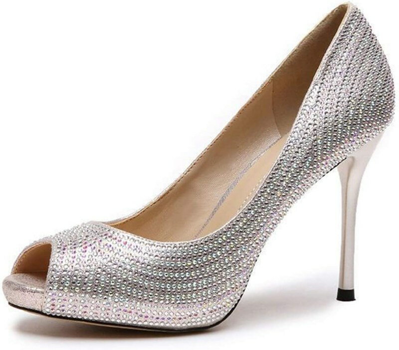 パンプス 痛くない 結婚式 レディース オープントゥ パンプス シューズ キラキラ ウェディングシューズ..