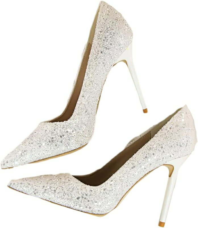 パンプス 痛くない 結婚式 レディース ポインテッドトゥパンプス シューズ キラキラ ウェディングシュ..