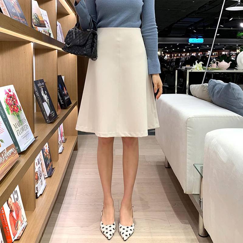 マキシ丈スカート ハイウエスト フレアスカート Aライン 白 大人 上品 通勤 無地 オフィス デート ひざ丈 膝丈 レディース 春 夏 ミモレスカート ウエストゴム ゆったり ふんわりフレア&タック