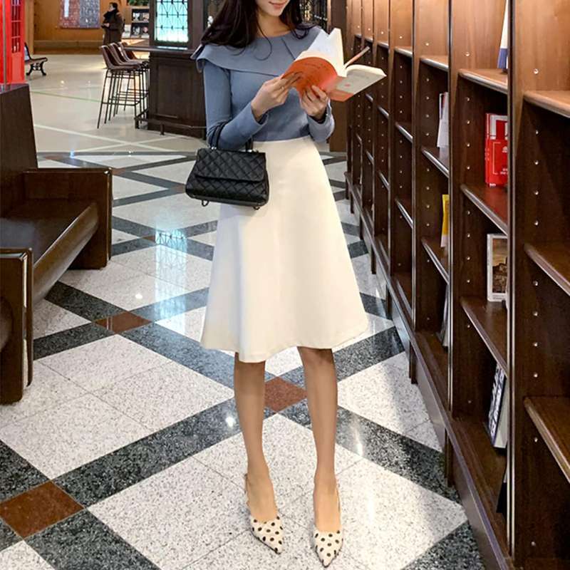 マキシ丈スカート ハイウエスト フレアスカート Aライン 白 大人 上品 通勤 無地 オフィス デート ひざ丈 膝丈 レディース 春 夏 ミモレスカート ウエストゴム ゆったり ふんわりフレア&タック