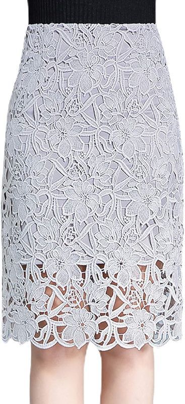 レーススカート ひざ丈 膝丈 レディース タイトスカート 花柄 フラワーレース 細見え ハイウエスト オフィス カジュアル 通勤 結婚式 お呼ばれ 高見え 清楚系 キレイめ きれいめ ママ ブラック