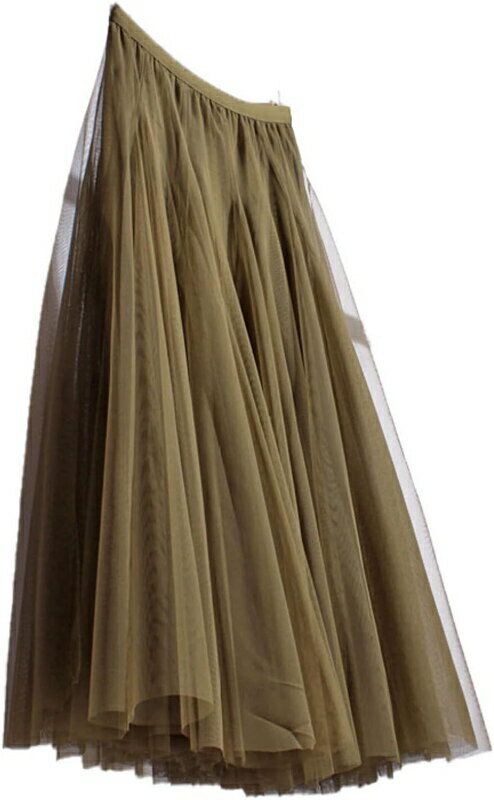 レディース チュールスカート ハイウエストスカート 春 着痩せ ロング丈 マキシスカート スカート フレアスカート 裏地付き トレンド ハイウェスト ウエストゴム Aラインスカート お洒落 プリーツマ