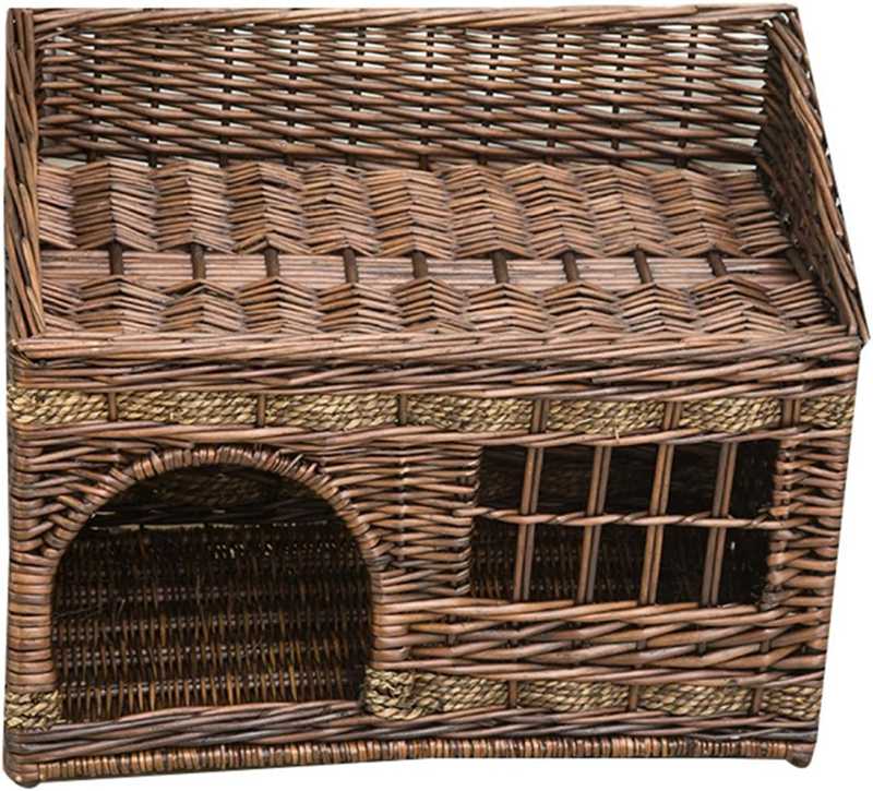 小型犬 猫用 ペット キャットハウス S ベット おしゃれ おしゃれベッド ラタン ラタンベッド グレージュ ハウス 室内 籐 ねこ ネコ 猫ベッド 猫用ベッド キャットハウス 室内用 夏用 籐製品