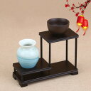 飾り棚 2段 花台 黒檀調 床の間 和室 玄関 下駄箱 花びん 花瓶 置物 人形 飾り台 飾り棚 カラー1 などに オシャレ花台 かわいい花台 高級花台 床の間花台 贈り物 ギフト として 和風 和室