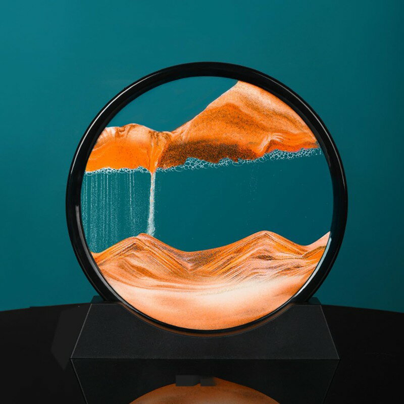 砂絵 流砂絵 丸型 イエロー サンドピクチャー 流れる 砂絵時計 S 砂時計 動く砂のアート 絵 7インチ イ..