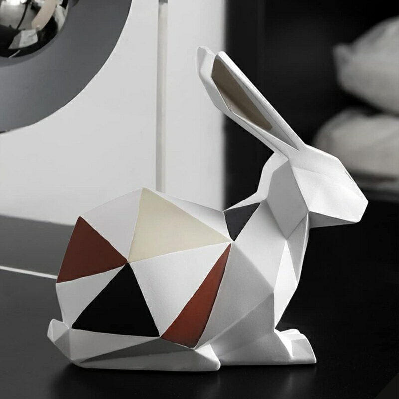 兎置物 幾何 抽象雑貨 動物 樹脂工芸品 オブジェ置物雑貨 F オーナメント おしゃれ インテリア置物 プレゼント ギフト対応 大人かわいい雑貨 おきもの 白 縁起物 美術工芸 引越し祝い プレゼント(4)