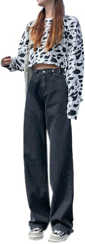 デニムパンツ レディース ストレート ベーシック ジーンズ カジュアルコーデ ボトムス シンプル ワイド かわいい おしゃれ 無地 ジップ ボタン ポケット付き...