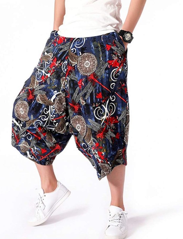サルエルパンツ 7分丈 夏用 メンズ ゆったり ワイドパンツ 薄手 柔らかい カジュアル パンツ エスニック 大きいサイズ 無地 スポーツ 袴パンツ カジュアル...