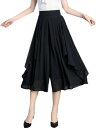 ガウチョ パンツ 春 大きいサイズ レディース 美脚 お洒落 大人 七分丈 ワイド パンツ ガウチョ 春夏 ゆったり レディース シフォン カジュアル お洒落 ...