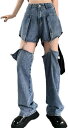 カーゴパンツ ジーンズ ワイドパンツ レディース ダメージ加工 ひんやり デニムパンツ ロングパンツ 美脚 2way 春夏 普段着 カジュアル ゆったり ダンス...