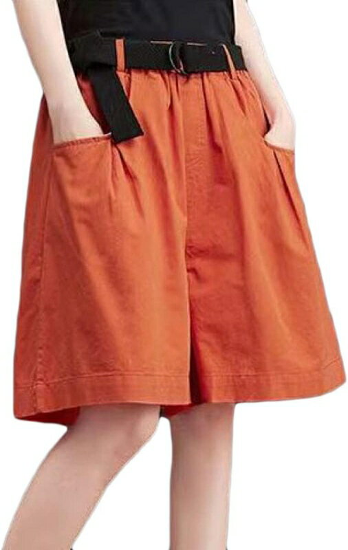 レディース パンツ 五分丈 体型カバー ショートパンツ ハーフパンツ 無地 ウエストゴム ベルト付き 夏 アウトドア カジュアル 短パン ルームウェア 部屋着 ...