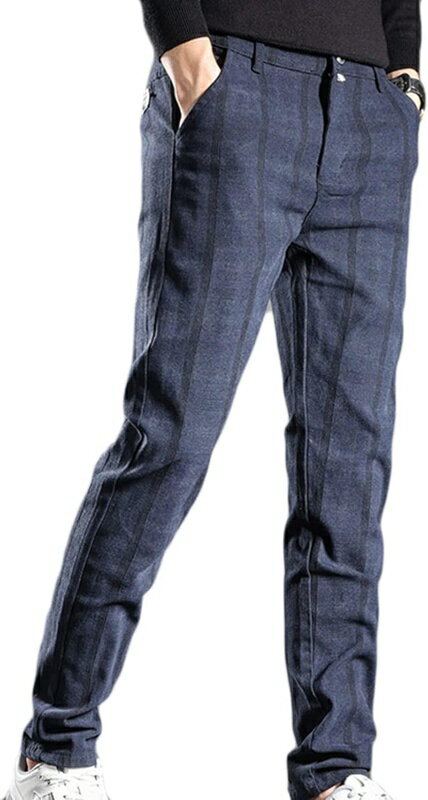 スラックス メンズ ロングパンツ チェック柄 黒 ビジネス 仕事着 定番 ビジネス 通勤 細身 美脚 大きいサイズ 洗える スリム スラックス 動きやすいストレッチ オールシーズン ウォッシャブル メ