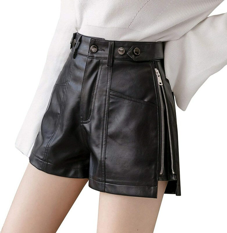 レディース ショートパンツ ハイウェスト 美脚 美尻 短パン ワイドパンツ 大きいサイズ 秋冬 オシャレ 可愛い フェイクレザー 短パンツ ハイウエスト 無地 ...