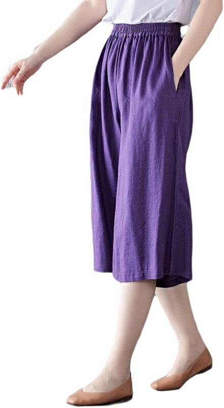 ワイドパンツ 春 夏 レディース サマーパンツ ボトムス ハイウエストウエストゴム ガウチョパンツ テーパードパンツ 薄手 通気 涼感 爽やかな着心地 かわいい...