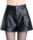 レザーショートパンツ レディース レザーパンツ ゆたり 秋冬 短パン PUレザー ハイウェスト Aライン ショーパン 美脚 おしゃれ 革パン 黒 赤 ファッショ...