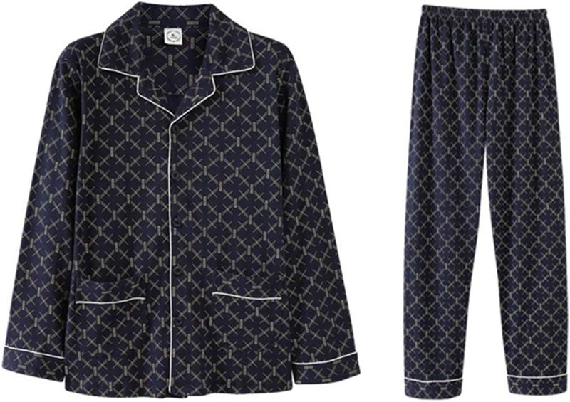 メンズ パジャマ 快眠 長袖 長パンツ ガーゼ 綿 カーディガン ラペル 余暇 綿 男性の家 服のスーツ あったか 気持ち良い 吸汗速乾加工 おしゃれ 肌に優しい 部屋着 着心地 デオドラント ポケッ