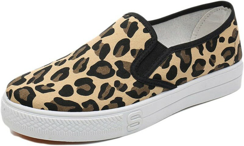 スリッポン レディース 厚底靴 レオパード スニーカー 歩きやすい イエロー シューズ 疲れない ヒョウ柄 キャンバス フラットシューズ フラット シューズ 通勤 通学 運動靴 痛くない シンプル 可