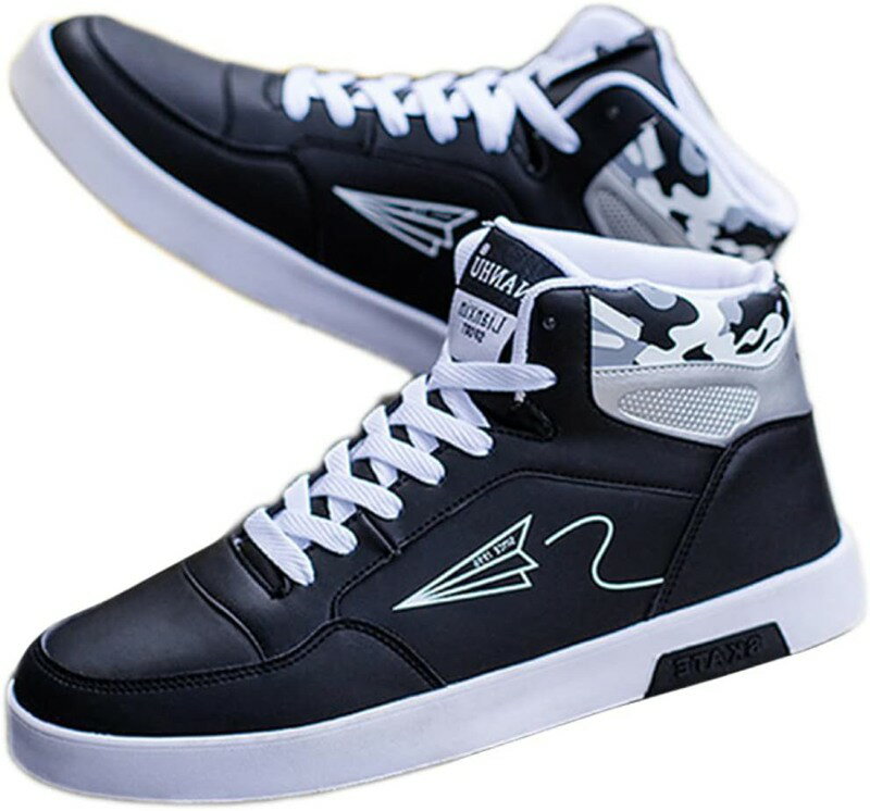 ハイカット スニーカー メンズ レースアップ 軽量 厚底 ランニングシューズ ウォーキングシューズ ファ..