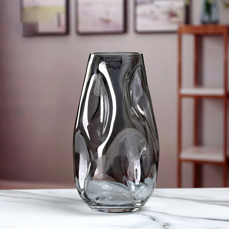 ガラスベース 花瓶ガラス 花器 28cm フラワーベース ガラスボトル 透明 北欧 アレンジ インテリア 水栽培 生け花 グレー 造花 おしゃれ シンプル インテリア 花瓶 ガラス 花びん 一輪挿し