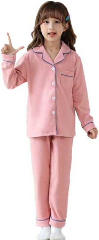 キッズ パジャマ 綿 肌に優しい ルームウェア 長袖 女の子 110-170cm 前開き パジャマ キッズ 長ズボン ルームウェアセット 上下2点セット 部屋着...