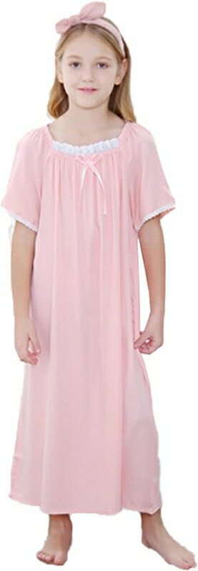 子供 パジャマ ネグリジェ ワンピース ガールズ 半袖 女の子 キッズ ジュニア ルームウェア ゆったり かわいい 春 夏 部屋着 寝巻き 寝間着 ナイトウェア...
