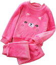 冬用 ネコ フランネル ベビー 上下セット 秋冬 パジャマ 女の子 ベビー服 男の子 もこもこ 部屋着 寝間着 子供 ラウンドネック 保温 あったか 優しい生地...