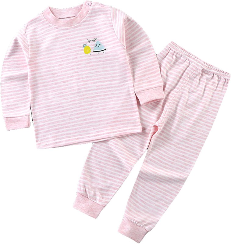 キッズ パジャマ ベビー服 綿100% 男の子 女の子 上下 セット 丸首 肩ボタン 長袖 長ズボン 縞仕樣 動物柄 保温 子供服 こども 可愛い 春秋 カジュ...